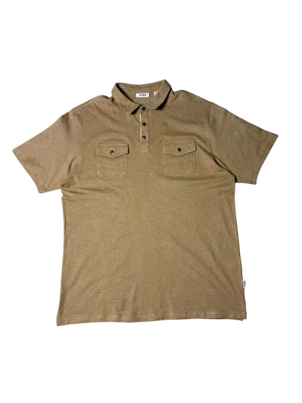 ROWN Men's Short-Sleeve Polo Shirt Cotton Xl  Tan Pockets Lightweight